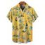 Chemise hawaïenne à manches courtes et boutons pour homme, motif feuilles d'ananas - Jaune 5XL