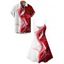 Vacation Couple Outfit Contrast Color Printed Spaghetti Strap V Neck A Line Mini Tank Dress and Button Up Shirt Casual Matching Outfit - Rouge S | US 4
