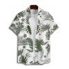 Vacation Couple Outfit Floral Leaf Pattern Ruched Bust Belt Sweetheart Neck Dress and Button Up Shirt Beach Matching Outfit - Vert profond S | US 4