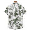 Vacation Couple Outfit Floral Leaf Pattern Ruched Bust Belt Sweetheart Neck Dress and Button Up Shirt Beach Matching Outfit - Vert profond S | US 4