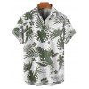 Vacation Couple Outfit Floral Leaf Pattern Ruched Bust Belt Sweetheart Neck Dress and Button Up Shirt Beach Matching Outfit - Vert profond S | US 4