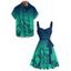 Vacation Couple Outfit Ombre Octopus Pattern Ruched Bust Belt Sweetheart Neck Dress and Button Up Shirt Beach Matching Outfit - Vert profond S | US 4
