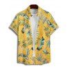 Vacation Couple Outfit Pineapple Leaf Pattern Spaghetti Strap V Neck A Line Mini Tank Dress and Button Up Shirt Hawaii Matching Outfit - Jaune S | US 4