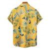 Vacation Couple Outfit Pineapple Leaf Pattern Spaghetti Strap V Neck A Line Mini Tank Dress and Button Up Shirt Hawaii Matching Outfit - Jaune S | US 4