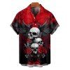 Gothic Couple Outfit Skulls Floral Butterfly Eagle Pattern Spaghetti Strap Tank Dress and Button Up Shirt Vacation Matching Outfit - Rouge S | US 4