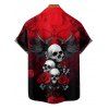 Gothic Couple Outfit Skulls Floral Butterfly Eagle Pattern Spaghetti Strap Tank Dress and Button Up Shirt Vacation Matching Outfit - Rouge S | US 4