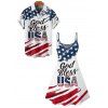 Independence Day Couple Outfit American Flag Elements Letter Pattern Spaghetti Strap Tank Dress and Button Up Shirt Patriotic Matching Outfit - multicolor S | US 4