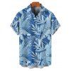 Vacation Couple Outfit Leaf Plant Pattern Pocket Spaghetti Strap A Line Long Dress and Button Up Shirt Beach Matching Outfit - Bleu gris S | US 4