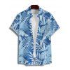 Vacation Couple Outfit Leaf Plant Pattern Pocket Spaghetti Strap A Line Long Dress and Button Up Shirt Beach Matching Outfit - Bleu gris S | US 4