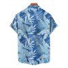 Vacation Couple Outfit Leaf Plant Pattern Pocket Spaghetti Strap A Line Long Dress and Button Up Shirt Beach Matching Outfit - Bleu gris S | US 4