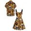 Gothic Couple Outfit Allover Sunflower Skulls Pattern Ruched Bust Belt Sweetheart Neck Dress and Button Up Shirt Vacation Matching Outfit - orange clair S | US 4