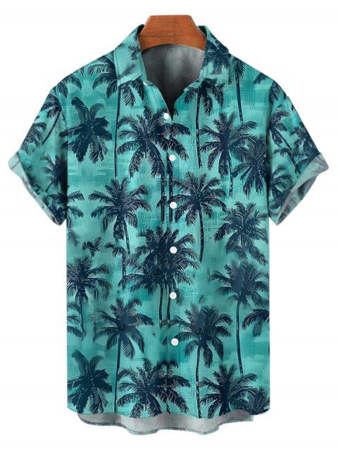 Chemise hawaïenne à manches courtes et boutons, imprimé cocotiers, pour homme