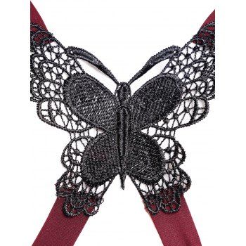 Crossover Dress Self Belted Bowknot Tied Butterfly Lace High Waisted A Line Midi Dress