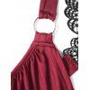 Robe Ligne A Mi-Longue Ceinturée Papillon Croisée à Taille Haute - Rouge foncé XXL