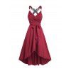 Robe Ligne A Mi-Longue Ceinturée Papillon Croisée à Taille Haute - Rouge foncé XXL