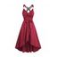 Robe Ligne A Mi-Longue Ceinturée Papillon Croisée à Taille Haute - Rouge foncé XXL