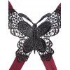 Robe Ligne A Mi-Longue Ceinturée Papillon Croisée à Taille Haute - Rouge foncé XXL
