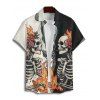 Gothic Couple Outfit Colorblock Skeleton Smoking Fire Floral Pattern Spaghetti Strap Tank Dress and Button Up Shirt Vacation Matching Outfit - Noir S | US 4