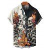 Gothic Couple Outfit Colorblock Skeleton Smoking Fire Floral Pattern Spaghetti Strap Tank Dress and Button Up Shirt Vacation Matching Outfit - Noir S | US 4