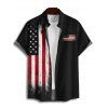 Chemise homme à rayures et étoiles, motif drapeau américain, pour le jour de l'indépendance, boutonnée, retroussée, manches courtes, patriotique - Noir 3XL