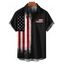 Chemise homme à rayures et étoiles, motif drapeau américain, pour le jour de l'indépendance, boutonnée, retroussée, manches courtes, patriotique - Noir 3XL