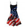 Robe de fête de l'indépendance à motif drapeau américain, bretelles spaghetti, col en V, coupe trapèze, mini-robe débardeur patriotique - Noir XXXXXL | US 20