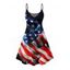 Robe de fête de l'indépendance à motif drapeau américain, bretelles spaghetti, col en V, coupe trapèze, mini-robe débardeur patriotique - Noir XXXXXL | US 20