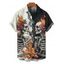 Chemise gothique à manches courtes et boutons pour homme, motif floral, motif squelette et feu fumant, style vacances - Noir 5XL