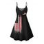 Robe de fête de l'indépendance à imprimé étoiles et rayures, à bretelles spaghetti, col en V, coupe trapèze, mini-robe débardeur patriotique - Noir XXXXXL | US 20