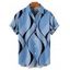 Chemise de vacances à imprimé géométrique pour homme, boutonnée, retroussée, manches courtes, décontractée - Bleu gris 5XL