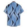 Chemise de vacances à imprimé géométrique pour homme, boutonnée, retroussée, manches courtes, décontractée - Bleu gris 5XL