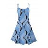 Robe de vacances à imprimé géométrique, bretelles spaghetti, col en V, coupe trapèze, mini-robe décontractée - Bleu gris XXXXXL | US 20