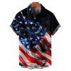 Chemise patriotique à manches courtes et boutons pour homme, imprimé drapeau américain, jour de l'indépendance - Noir 5XL