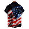 Chemise patriotique à manches courtes et boutons pour homme, imprimé drapeau américain, jour de l'indépendance - Noir 5XL