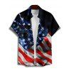 Chemise patriotique à manches courtes et boutons pour homme, imprimé drapeau américain, jour de l'indépendance - Noir 5XL