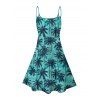 Robe de vacances à imprimé cocotiers, bretelles spaghetti, col en V, coupe trapèze, mini-robe débardeur hawaïenne - Vert clair XXXXXL | US 20