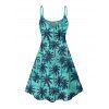 Robe de vacances à imprimé cocotiers, bretelles spaghetti, col en V, coupe trapèze, mini-robe débardeur hawaïenne - Vert clair XXXXXL | US 20