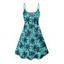 Robe de vacances à imprimé cocotiers, bretelles spaghetti, col en V, coupe trapèze, mini-robe débardeur hawaïenne - Vert clair XXXXXL | US 20
