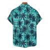 Chemise hawaïenne à manches courtes et boutons, imprimé cocotiers, pour homme - Vert clair 5XL