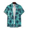 Chemise hawaïenne à manches courtes et boutons, imprimé cocotiers, pour homme - Vert clair 5XL