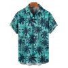 Chemise hawaïenne à manches courtes et boutons, imprimé cocotiers, pour homme - Vert clair 5XL