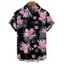 Chemise de vacances à motif floral et feuilles pour homme, boutonnée, retroussée, manches courtes, décontractée - Blanc L