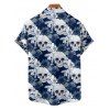 Chemise gothique à manches courtes et boutons pour homme, motif floral et tête de mort, style vacances - Bleu 5XL