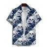 Chemise gothique à manches courtes et boutons pour homme, motif floral et tête de mort, style vacances - Bleu 5XL