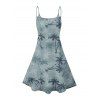 Robe de plage à motif cocotiers, bretelles spaghetti, col en V, coupe trapèze, mini-robe de vacances - Vert clair XXXXXL | US 20