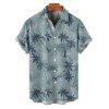 Chemise de plage à manches courtes et boutons pour homme, motif cocotiers - Vert clair 5XL