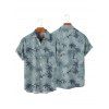 Chemise de plage à manches courtes et boutons pour homme, motif cocotiers - Vert clair 5XL