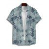 Chemise de plage à manches courtes et boutons pour homme, motif cocotiers - Vert clair 5XL