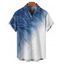 Chemise de vacances à motif de feuilles pailletées ombrées pour homme, chemise décontractée à manches courtes et boutonnée et retroussable - Vert clair 5XL