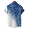 Chemise de vacances à motif de feuilles pailletées ombrées pour homme, chemise décontractée à manches courtes et boutonnée et retroussable - Bleu gris 5XL